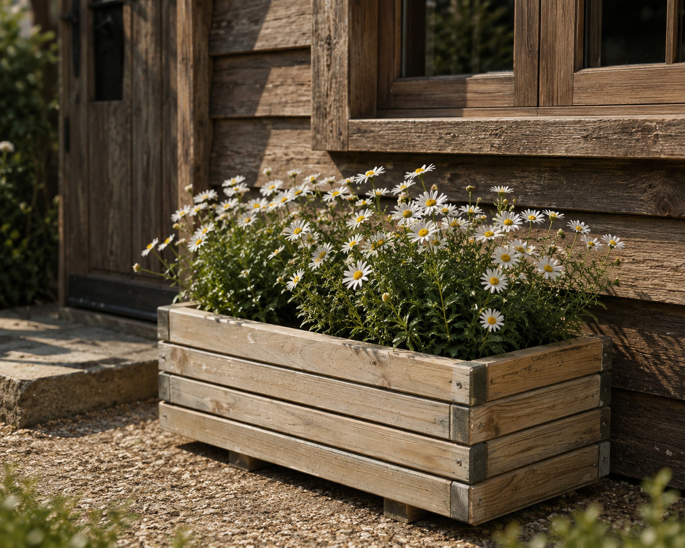 JARDINERA RECTANGULAR RECTA MADERA TRATADA